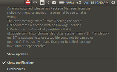 Chrome – “package list or status file could not be parsed or opened”
